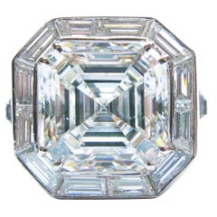 6.01 Carat GIA Cert Asscher Diamond Platinum Engagement Ring