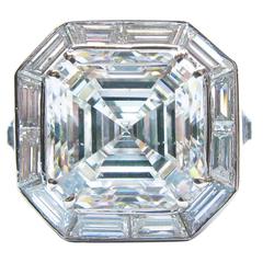 6.01 Carat GIA Cert Asscher Diamond Platinum Engagement Ring 2