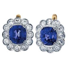 Burmese no heat Blue Sapphire Diamond gold platinum Drop Earrings 6