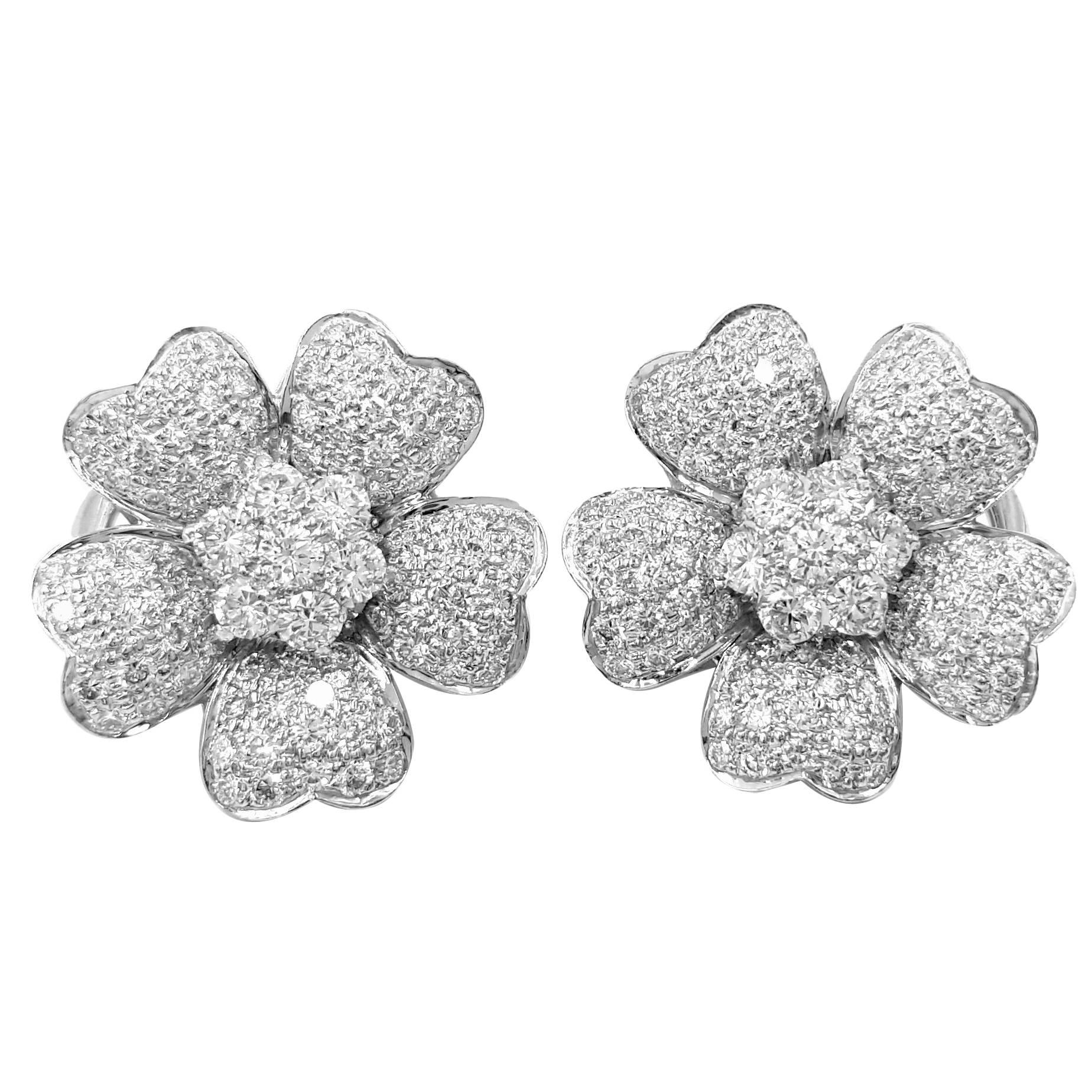 Aristocrat Jewelry 5.00 Carats Diamonds Gold Flower Ear Clips For Sale