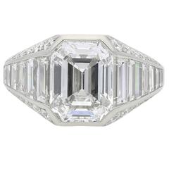 An Exquisite 3.74 Carat Old Emerald-Cut Diamond Ring By Hancocks