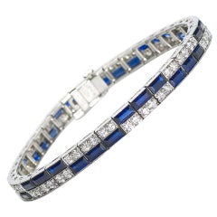 Caldwell Art Deco Diamond and Sapphire Platinum Bracelet, Circa 1935