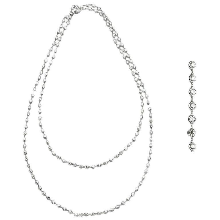 Diamond Gold Long Chain Necklace For Sale