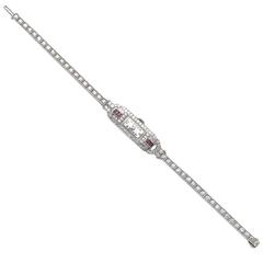 Ladies Platinum Diamond Ruby Wristwatch 11