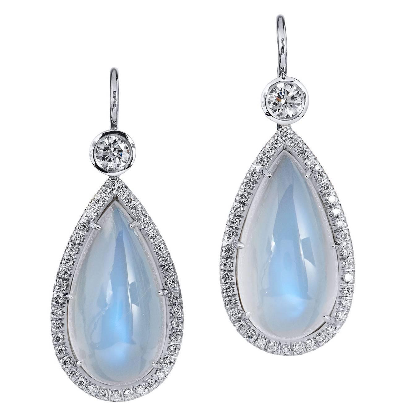 Moonstone  Diamond Earrings