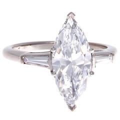 Rare  2.21 Carat D VVS1 GIA Cert Marquise Diamond Platinum Engagement Ring