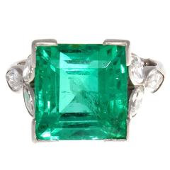 7 Carat Colombian Emerald Diamond Platinum Ring