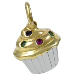 Tiffany & Co. Gem Set Gold Cupcake Charm