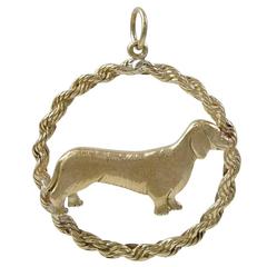 Vintage Lovely Dachshund Large Gold Charm