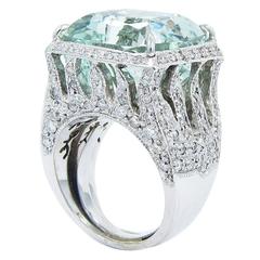 24.59Carat Aquamarine Diamond Gold Custom Ring 8