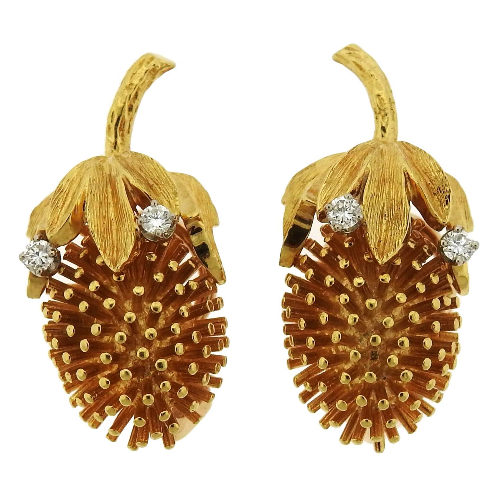 Diamond Gold Exotic Fruit Earrings