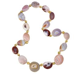 Tom and Jutta Munsteiner Agate and Gold Bead Necklace 10