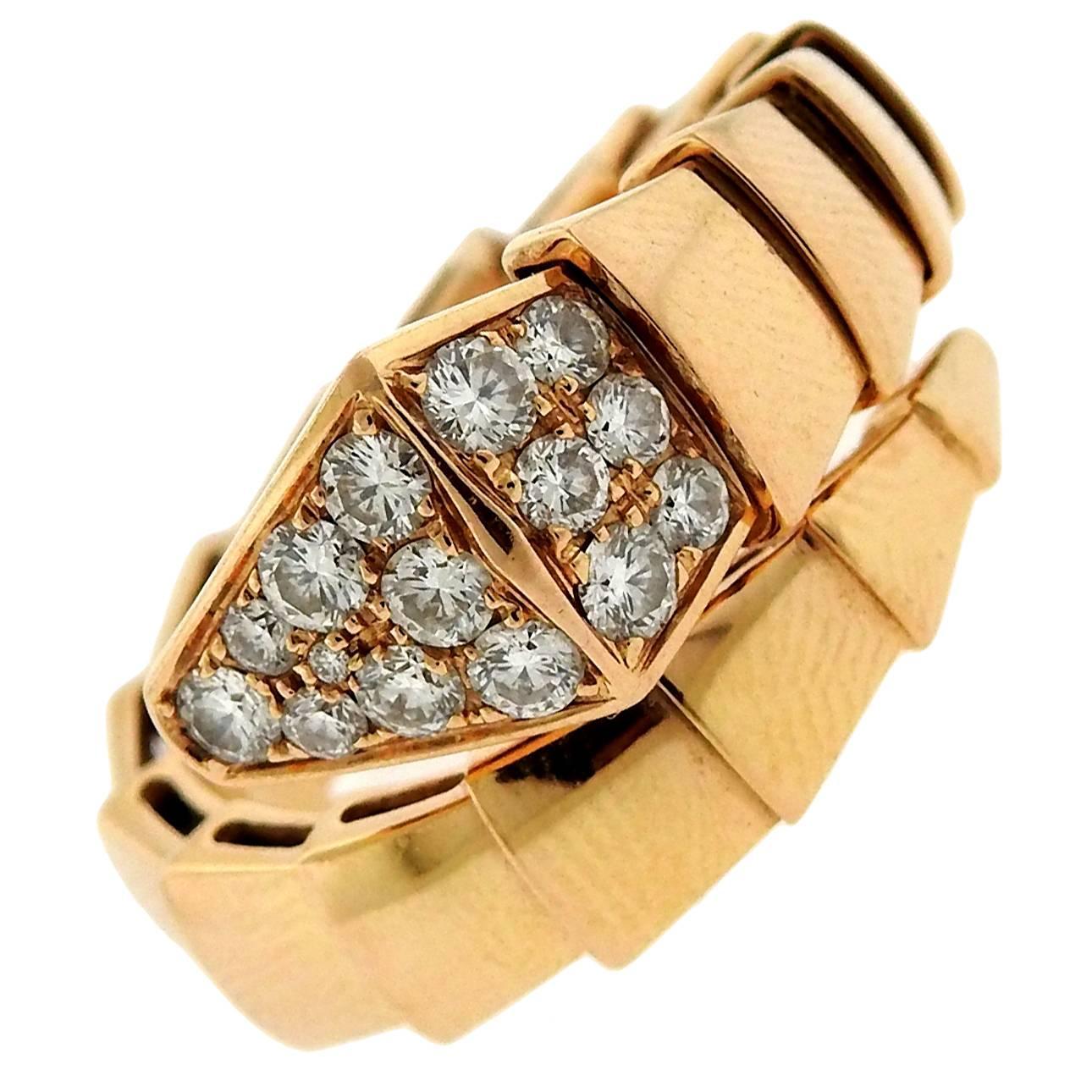 Bulgari Serpenti Diamond Gold Wrap Ring