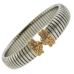 Bulgari Parentesi Diamond Stainless Steel Gold Bracelet