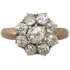 Antique 1910s 2.39 Carat Diamond and 14k Yellow Gold Cluster Ring 2