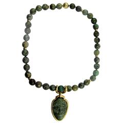 David Webb Agate Bead Gold Pendant and Necklace 2