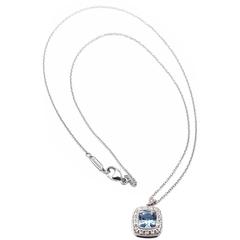 Collier à pendentif aigue-marine:: diamant et platine de Tiffany & Co