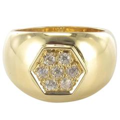 New Wide Diamond Gold Band Ring 7