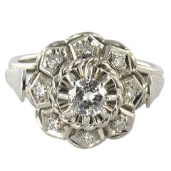 Art Deco French Diamond Gold Ring