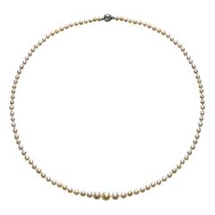Natural Pearl Diamond Gold Platinum Necklace 8