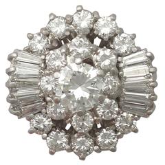 1960s 4.10 Carat Diamond and 14k White Gold Cluster Ring 8