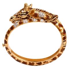 Diamond Enameled Gold Giraffe Bracelet