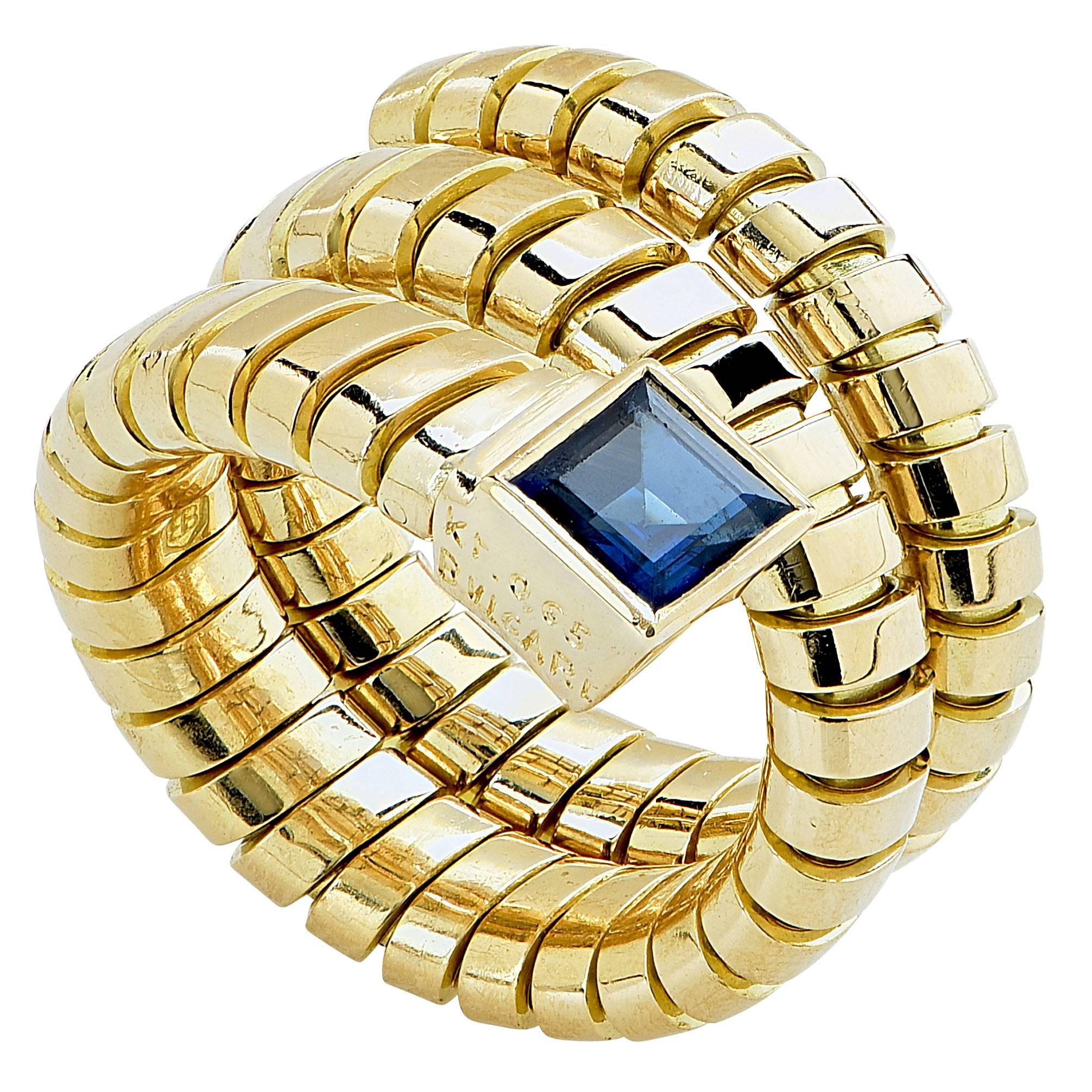 Bulgari Sapphire Gold Spiga Ring
