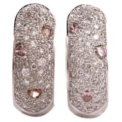 1990s Diamond Pave Gold Huggie Earrings