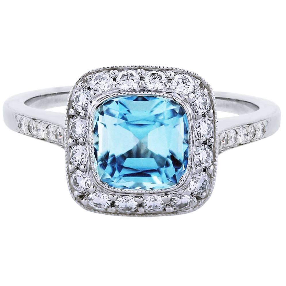 Tiffany & Co. Legacy Aquamarine Diamond Platinum Ring