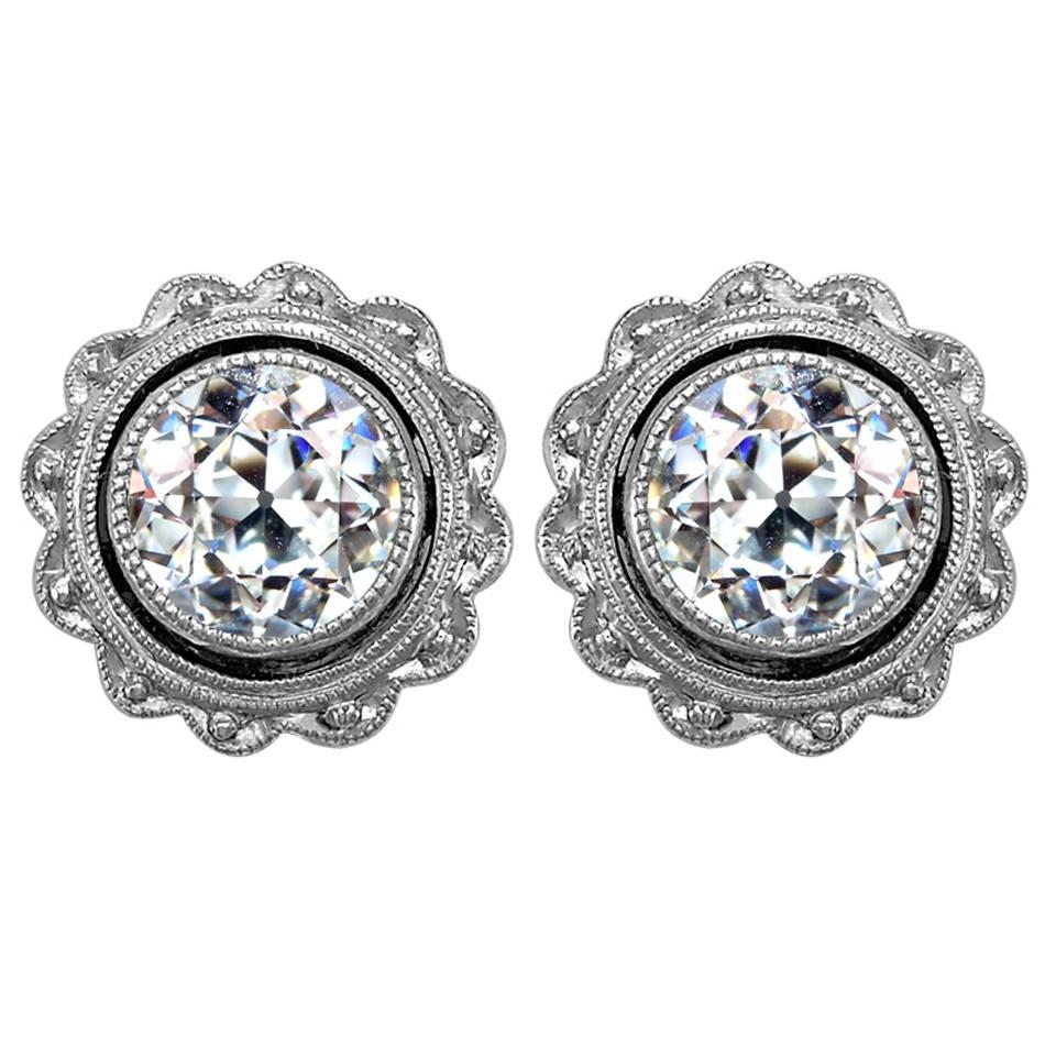 Edwardian Diamond Gold Flower Stud Earrings For Sale