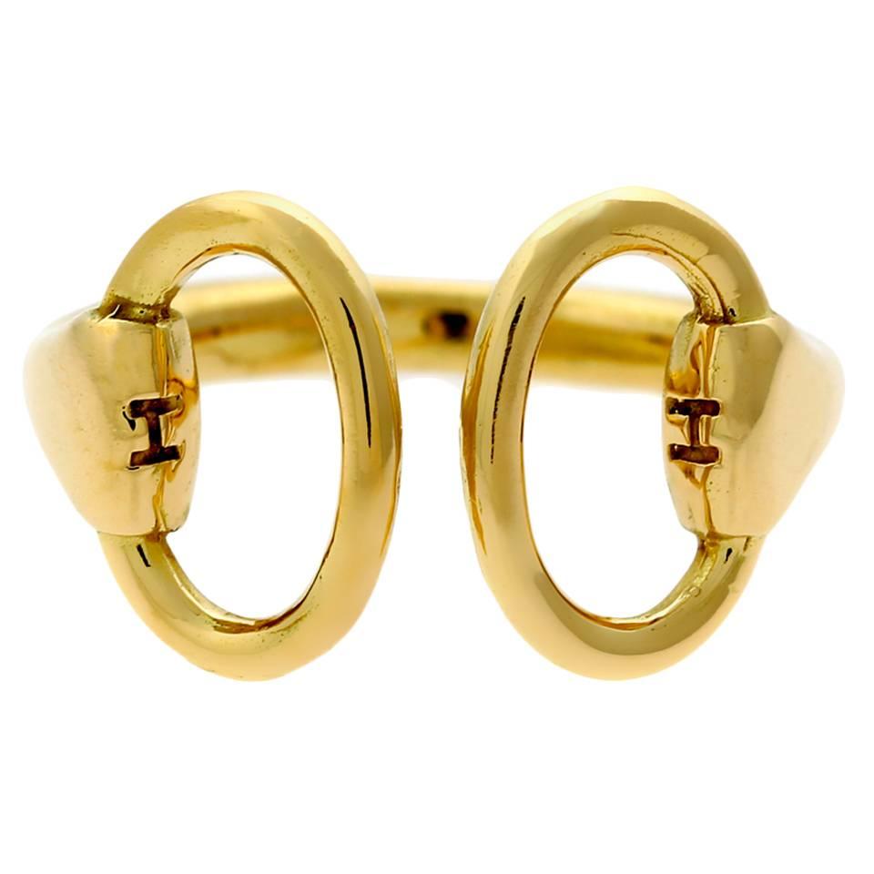 Hermes Gold Stirrup Ring