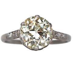 Edwardian 2.94 Carat GIA Cert Old European Diamond Platinum Engagement Ring 
