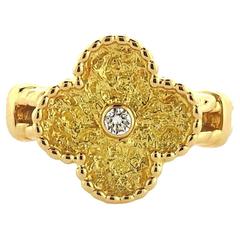 Van Cleef & Arpels Vintage Alhambra Diamond Gold Clover Ring