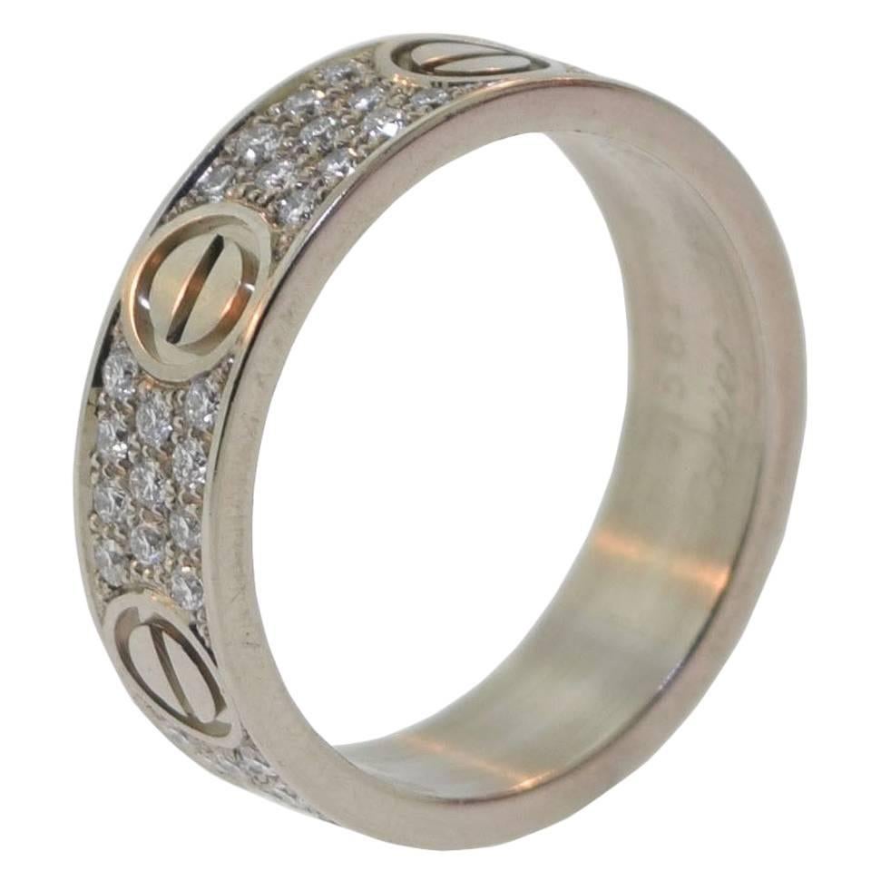 Cartier Diamond Pave Love Ring For Sale
