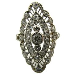 1930s Diamond Marquise Shaped Cluster Ring