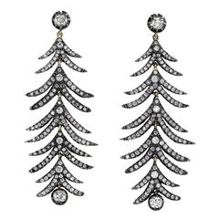 Rose Cut Diamond Silver Gold Drop Earrings 7