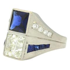 Retro 3.02ct Diamond 
Sapphire Ring c.1950
s