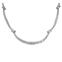 Oscar Heyman Art Deco Baguette and Brilliant Cut Diamond Platinum Necklace