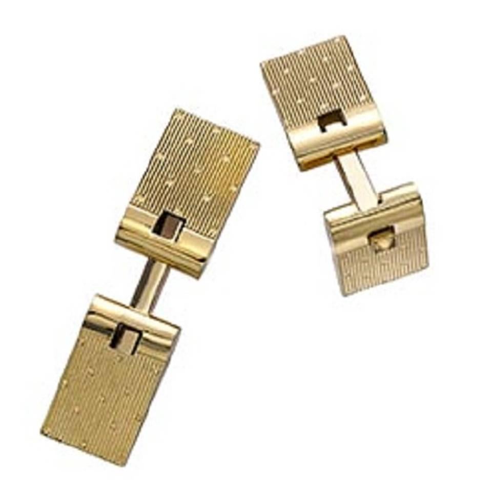 French yellow gold spring loaded cufflinks For Sale