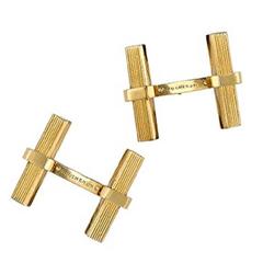 Boucheron spring loaded line engraved cufflinks