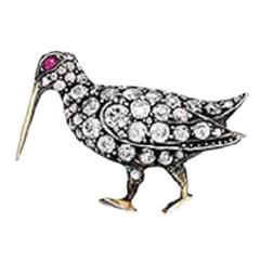 Victorian pavé set diamond snipe brooch with ruby eye 9