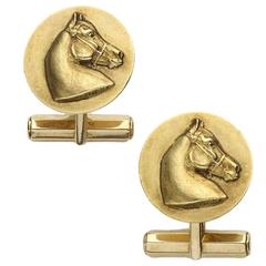 Hermes Gold Horse Cufflinks