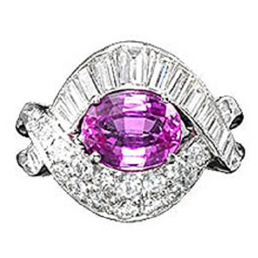 Pink sapphire and diamond ring For Sale