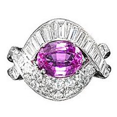 Vintage Pink sapphire and diamond ring