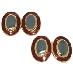 Theo Fennell Enamel Hematite Gold Cufflinks