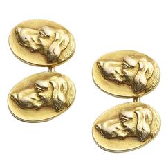 Art Nouveau Gold Dog Cufflinks