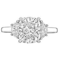 Betteridge 3.02 Carat GIA Cert Cushion Cut Diamond Platinum Engagement Ring