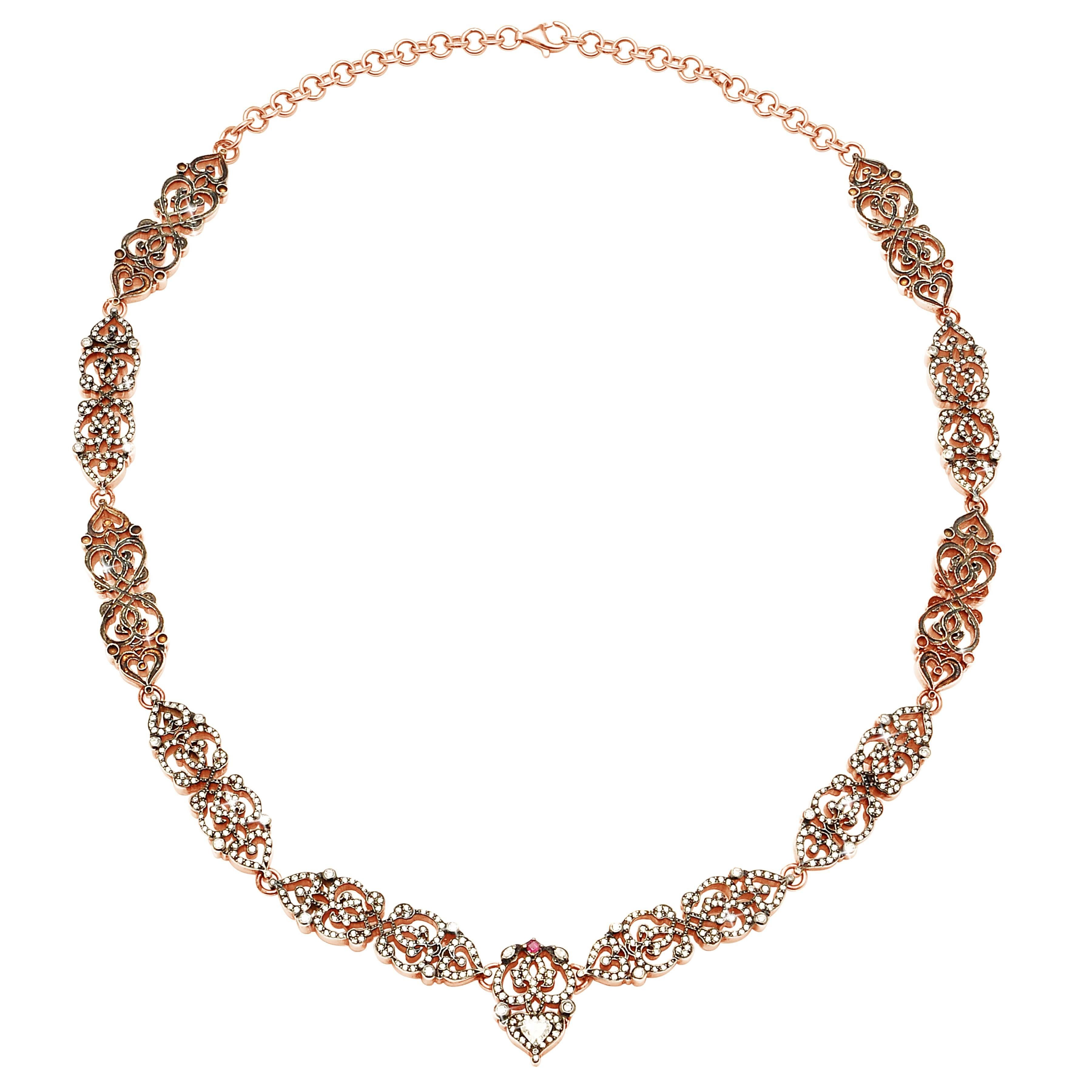 Sabine Getty Ruby Diamond Gold-Plated Silver Necklace/Headpiece For Sale