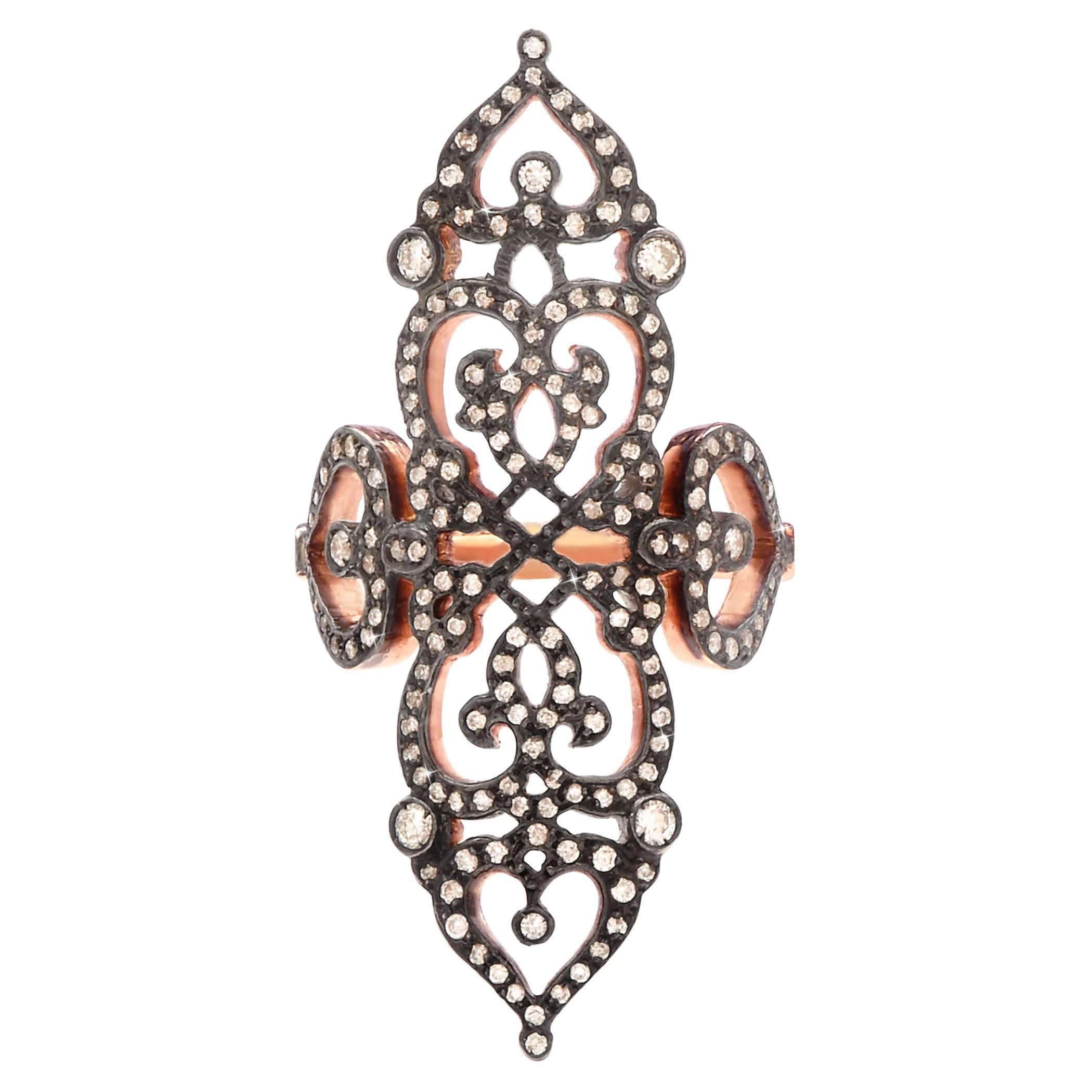 Sabine Getty Diamond Gold "Cross" Ring For Sale