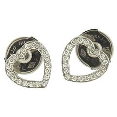 Tiffany & Co. Metro Diamond Platinum Open Heart Stud Earrings